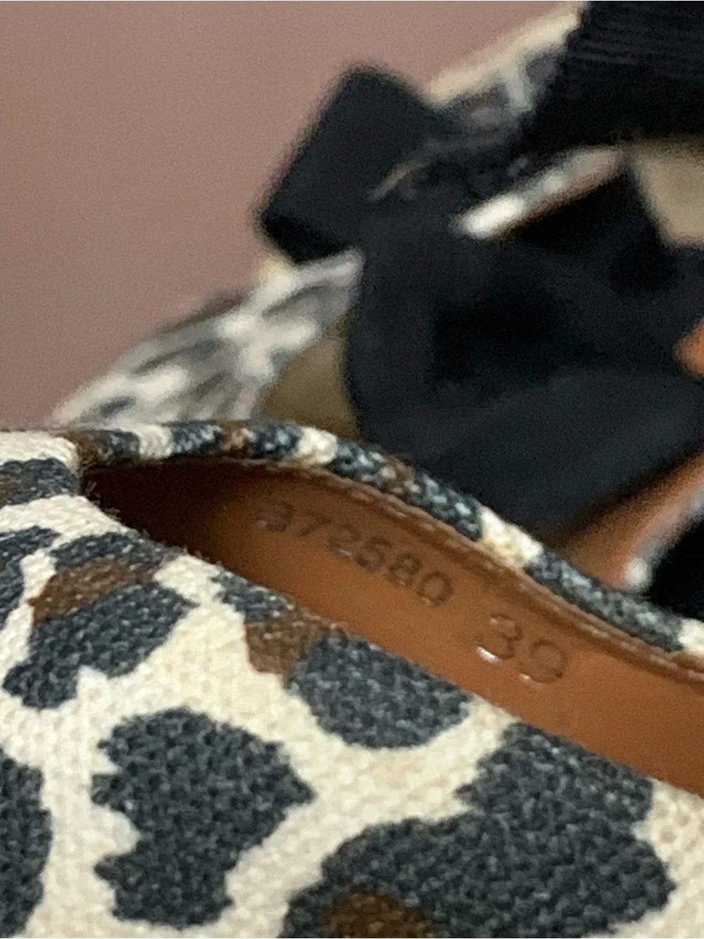 STELLA McCARTNEY Animal Print Canvas Ribbon Ankle Tie Wedge Espadrille Shoe Sz39